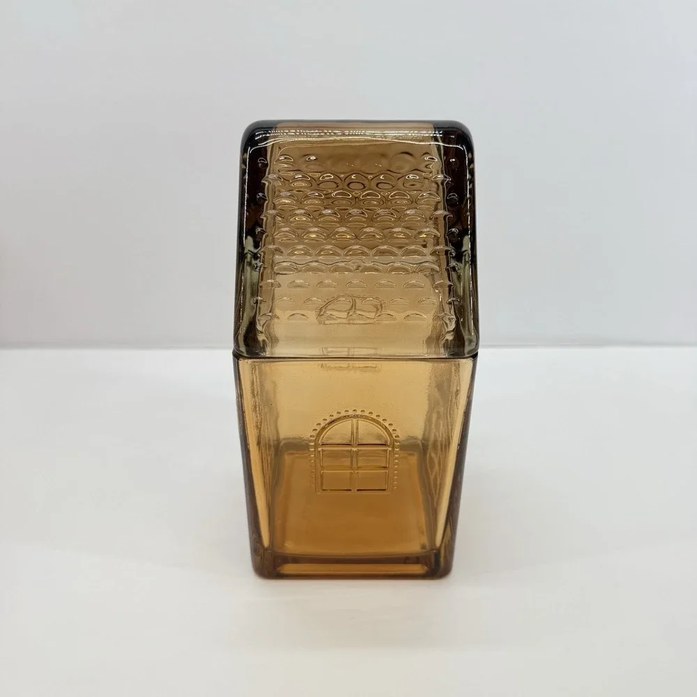 Target Amber Glass Gingerbread House Canister Cookie Jar Kitchen Home Decor Set
